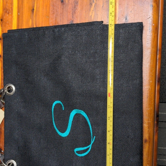 Black jute monogrammed tote - Picture 6 of 8